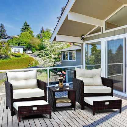 5-Piece Wicker Patio Conversation Set