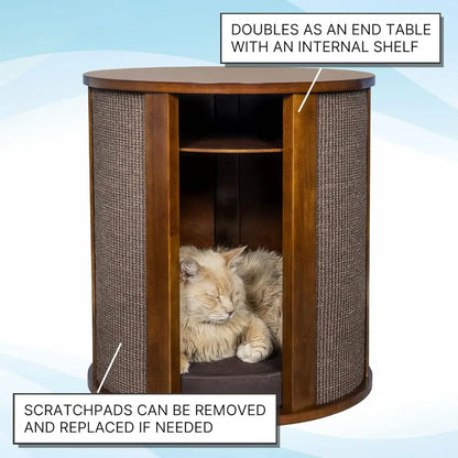 Cat Furniture End Table with Hidden Bed and Storage