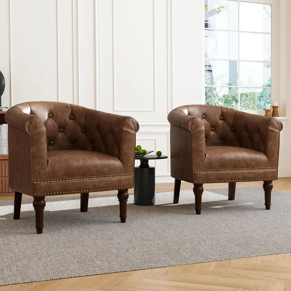 Barrel Accent Chair with Nailhead Trim