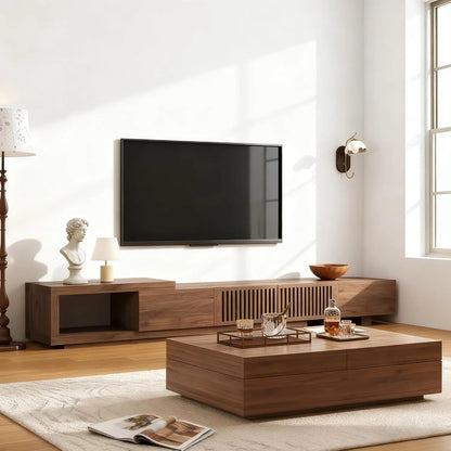 Mid Century Living Room Set with Lift Top Coffee Table and TV Stand