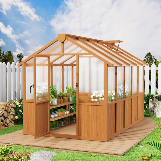6’ x 10’ Wooden Greenhouse with Arched Roof
