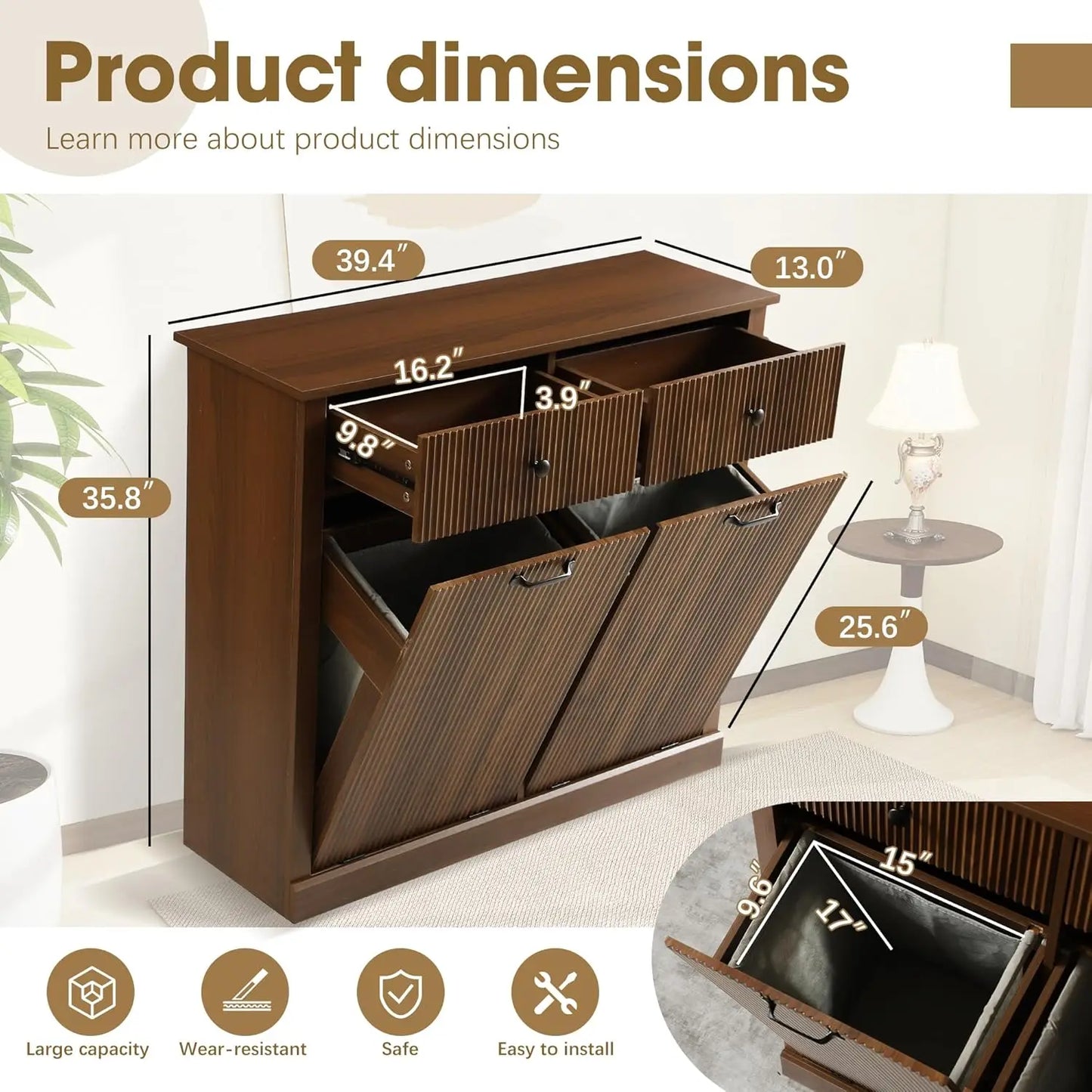 Modern Fluted Tilt-Out Laundry Cabinet