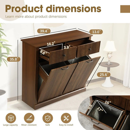 Modern Fluted Tilt-Out Laundry Cabinet