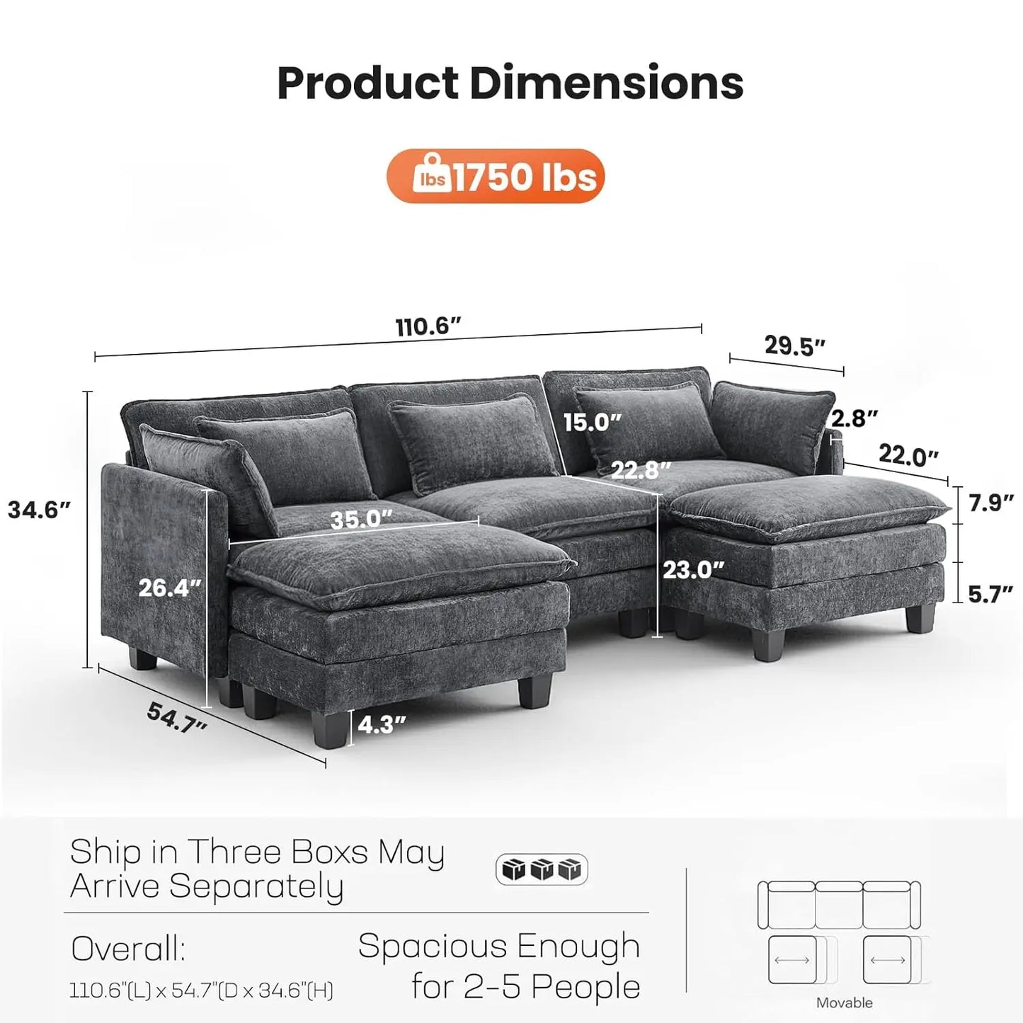 Modular Sectional Sofa with Deep Seating and Plush Comfort