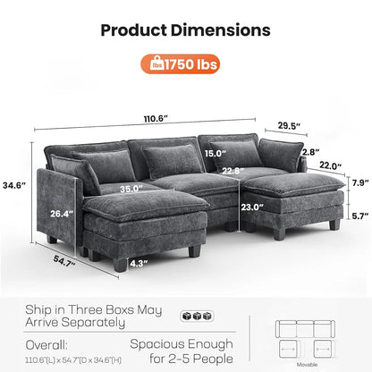 Modular Sectional Sofa with Deep Seating and Plush Comfort