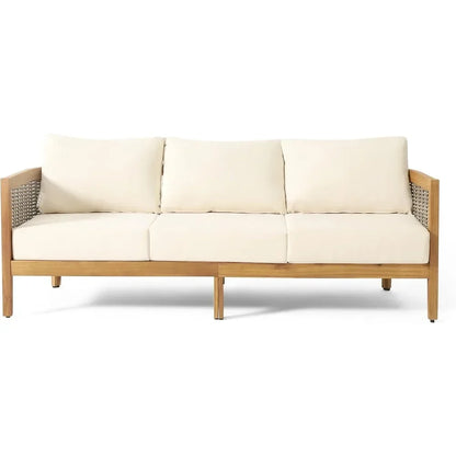 Outdoor Conversation Set with Rattan Weave and Slat Design