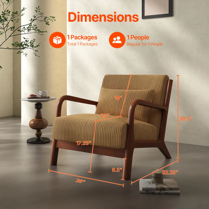Mid-Century Modern Accent Chair with Solid Wood Frame