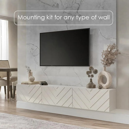 Floating Scandinavian TV Stand with Push-Open Storage