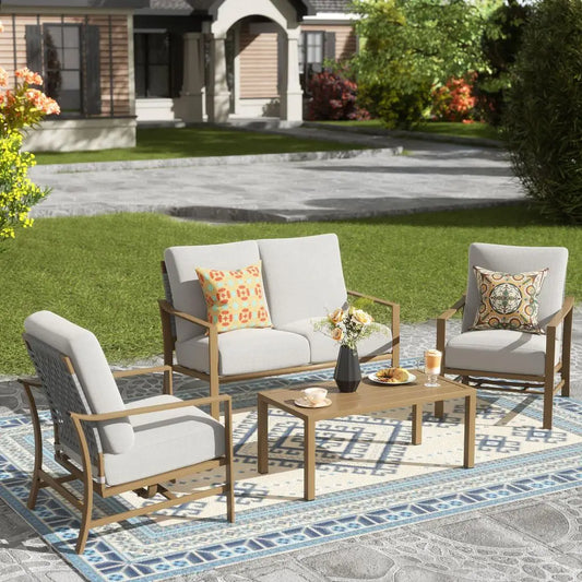 Modern Rope Patio Conversation Set - 4 Pieces
