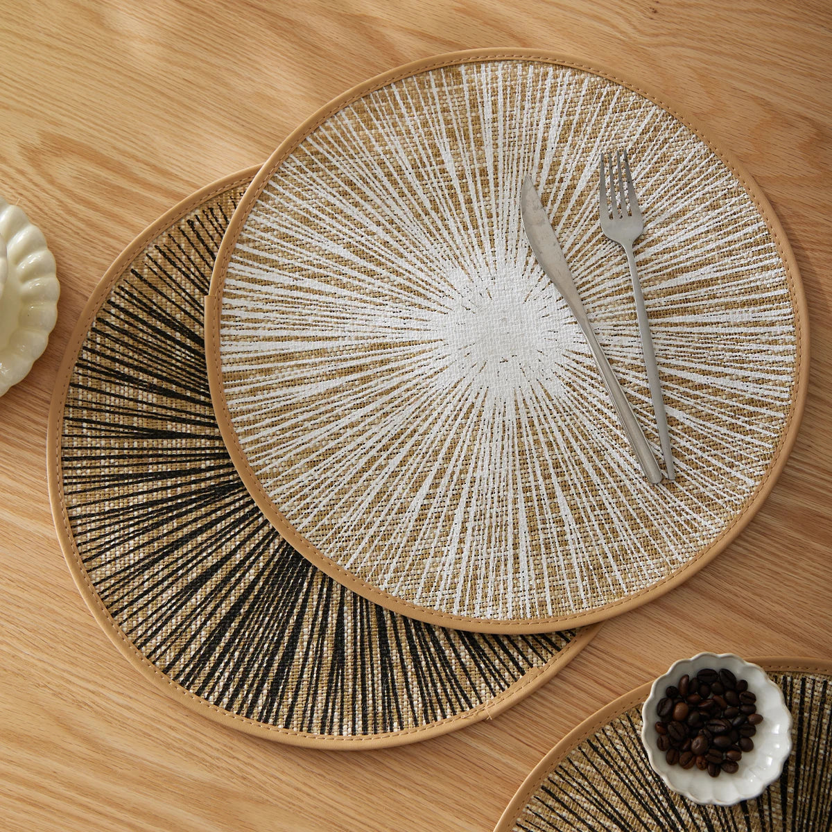 Round Burlap Macramé Placemats, Set of 2/4/6/8