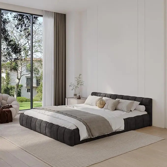 California King Chenille Platform Bed