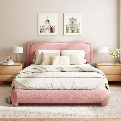 Bouclé Upholstered Queen Platform Bed