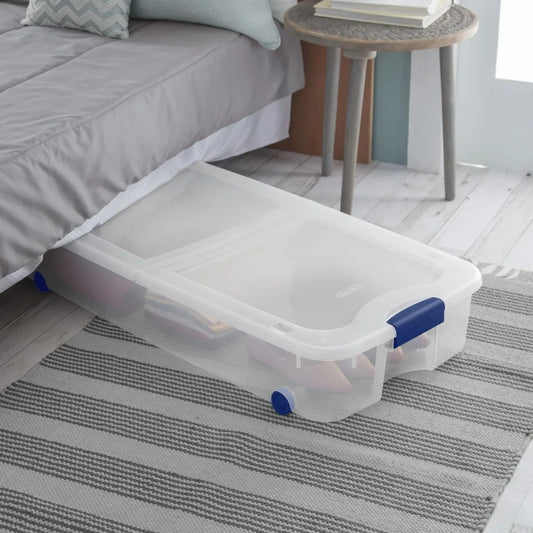 Under-bed Storage Bin with Wheels and Clear Design - 2 pack