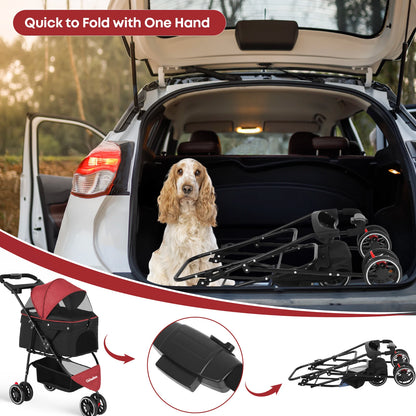 3 in 1 Pet Stroller with Foldable Travel Design