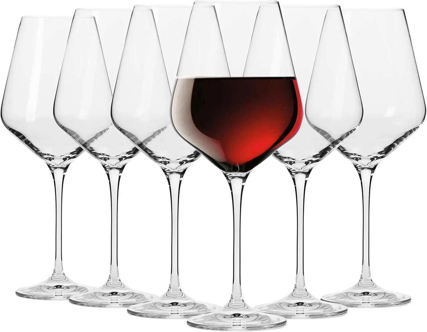 Crystal Red Wine Glasses with Long Stem (Set of 6)