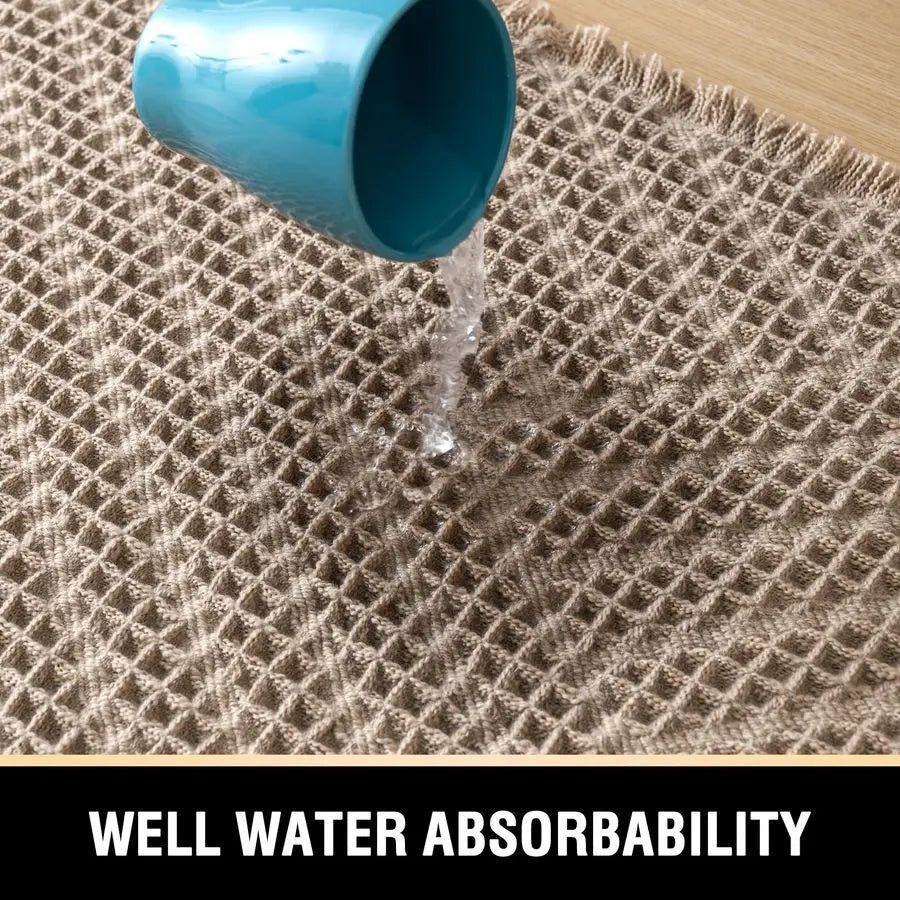 Plush Waffle Tassel Non-Slip Bath Mat