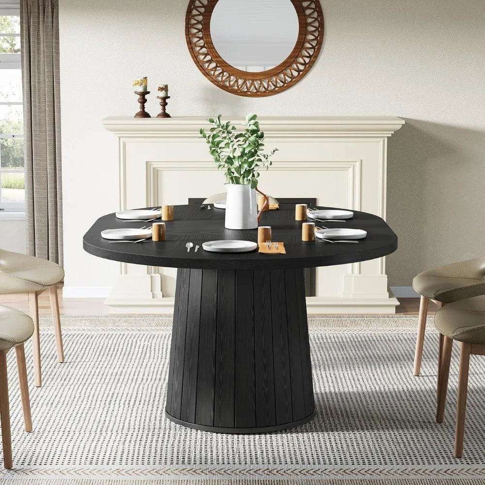 Oval Pedestal Dining Table for 6