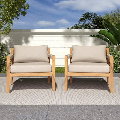 Acacia Wood Outdoor Lounge Chair with Rope Detail