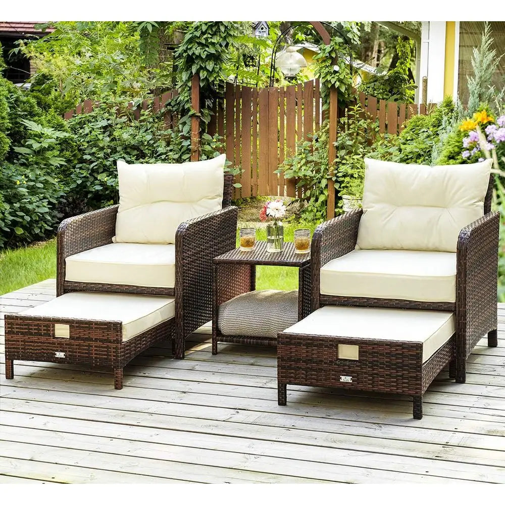 5-Piece Wicker Patio Conversation Set