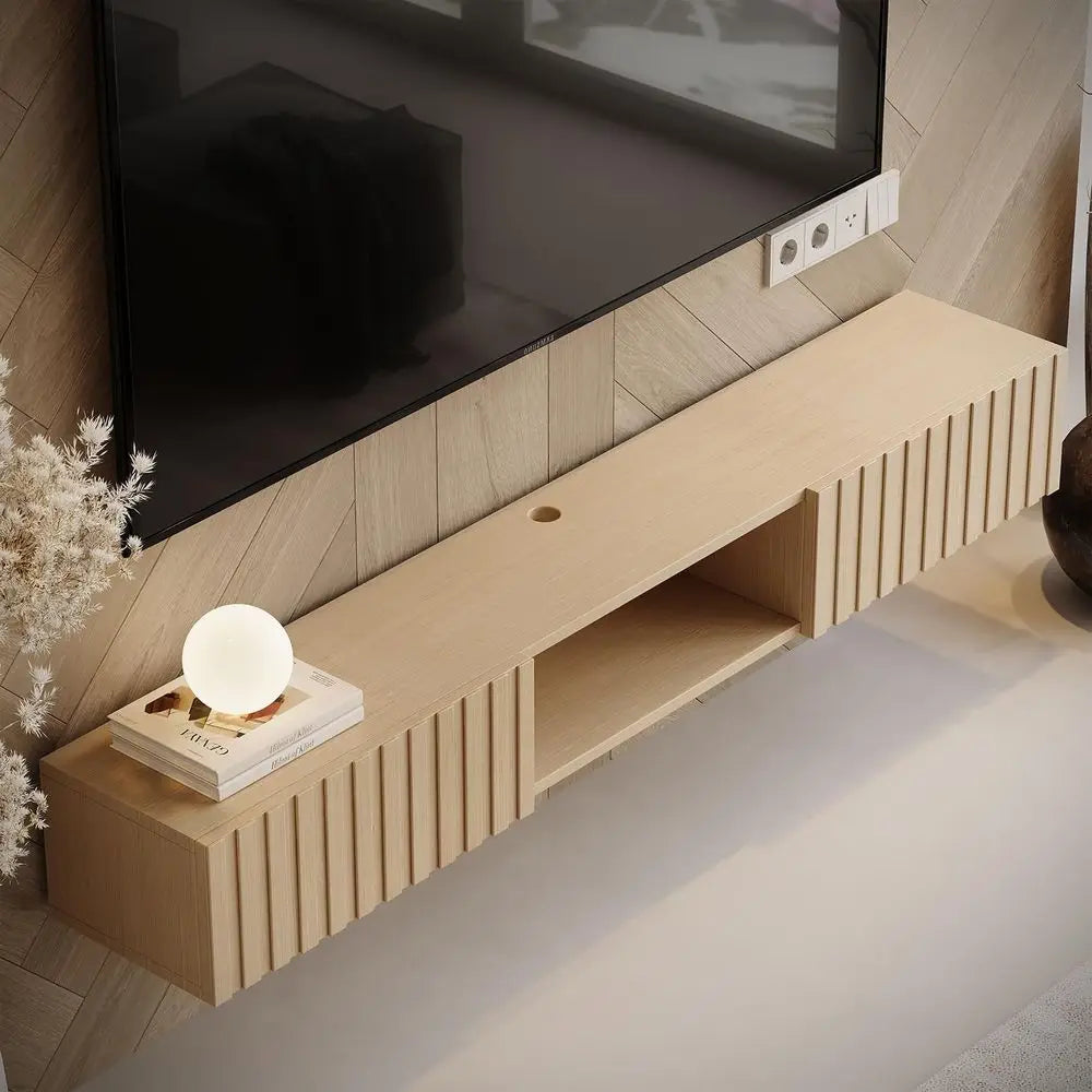 Natural Wood Floating TV Console