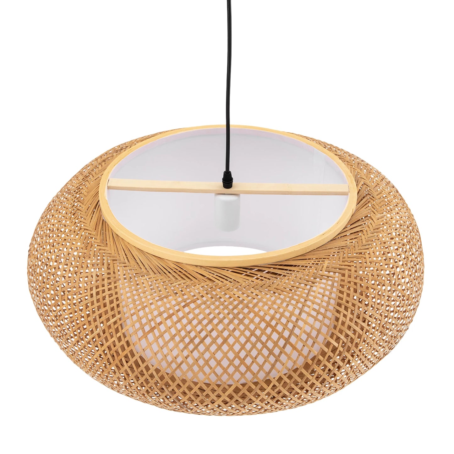 Sculptural Bamboo Pendant With Light-Filtering Weave