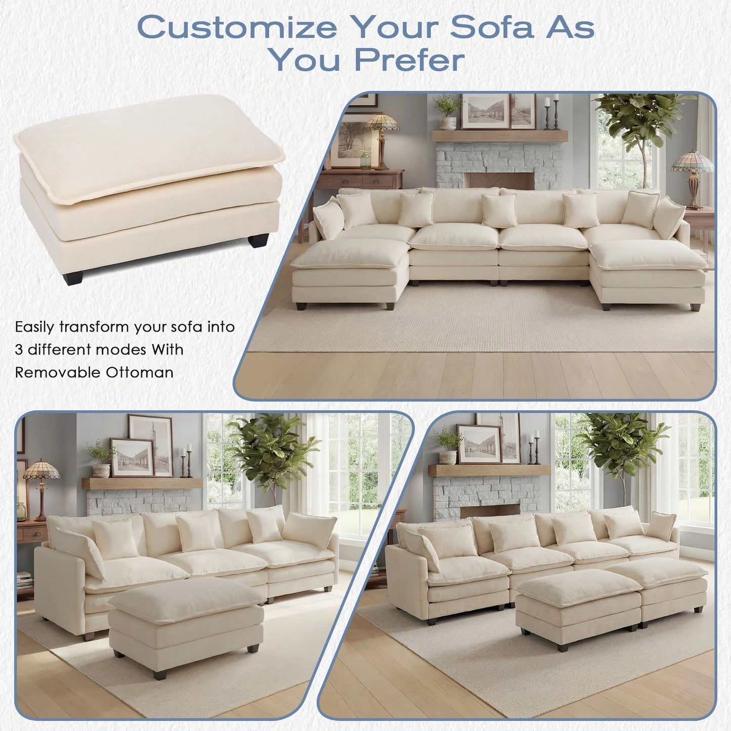 Modular Sectional Sofa with Cloud Comfort and Flexible Layout