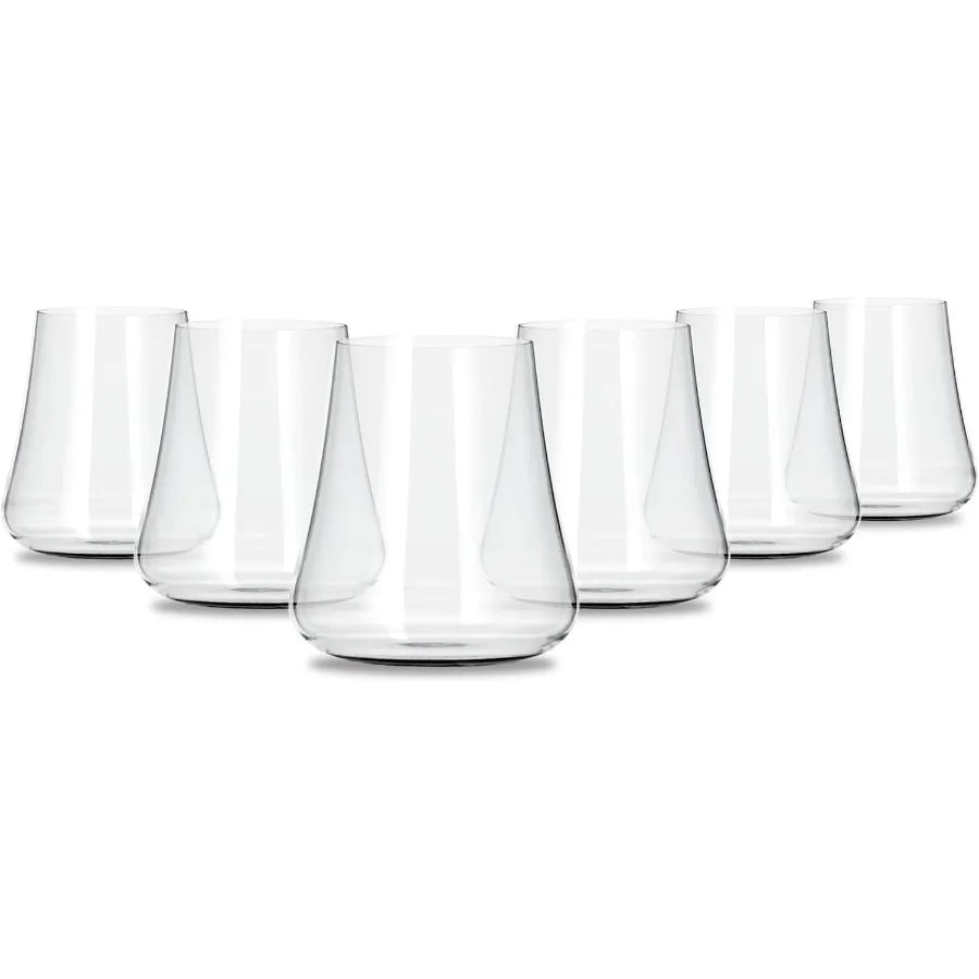 Set of 6 Stemless Crystal Wine Glasses