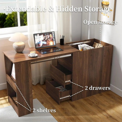 Extendable Solid Wood Bar Table with Storage