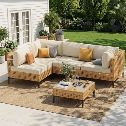 5-Piece Boho Wicker Patio Furniture Set