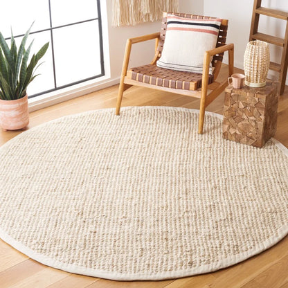 Ivory Round Scandinavian Area Rug, 4'