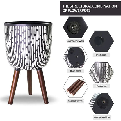 Fiberglass Planter with Stand and Drainage