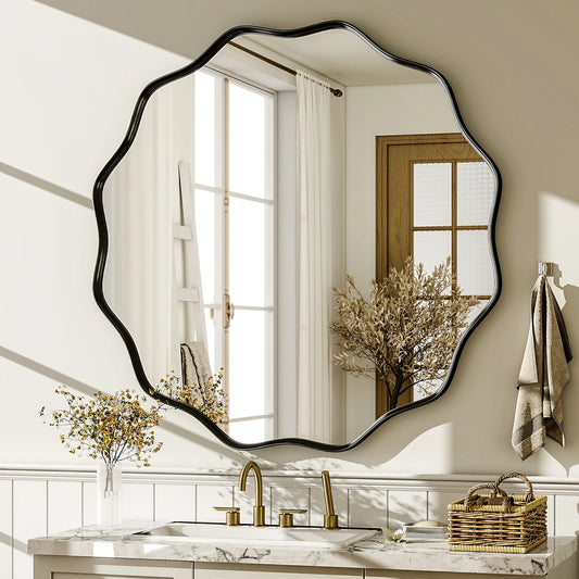 Wavy Round Deep Frame Wall Mirror