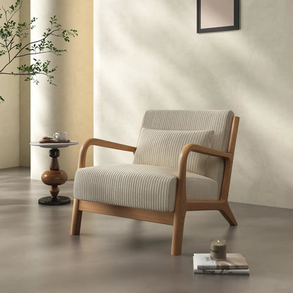 Mid-Century Modern Accent Chair with Solid Wood Frame