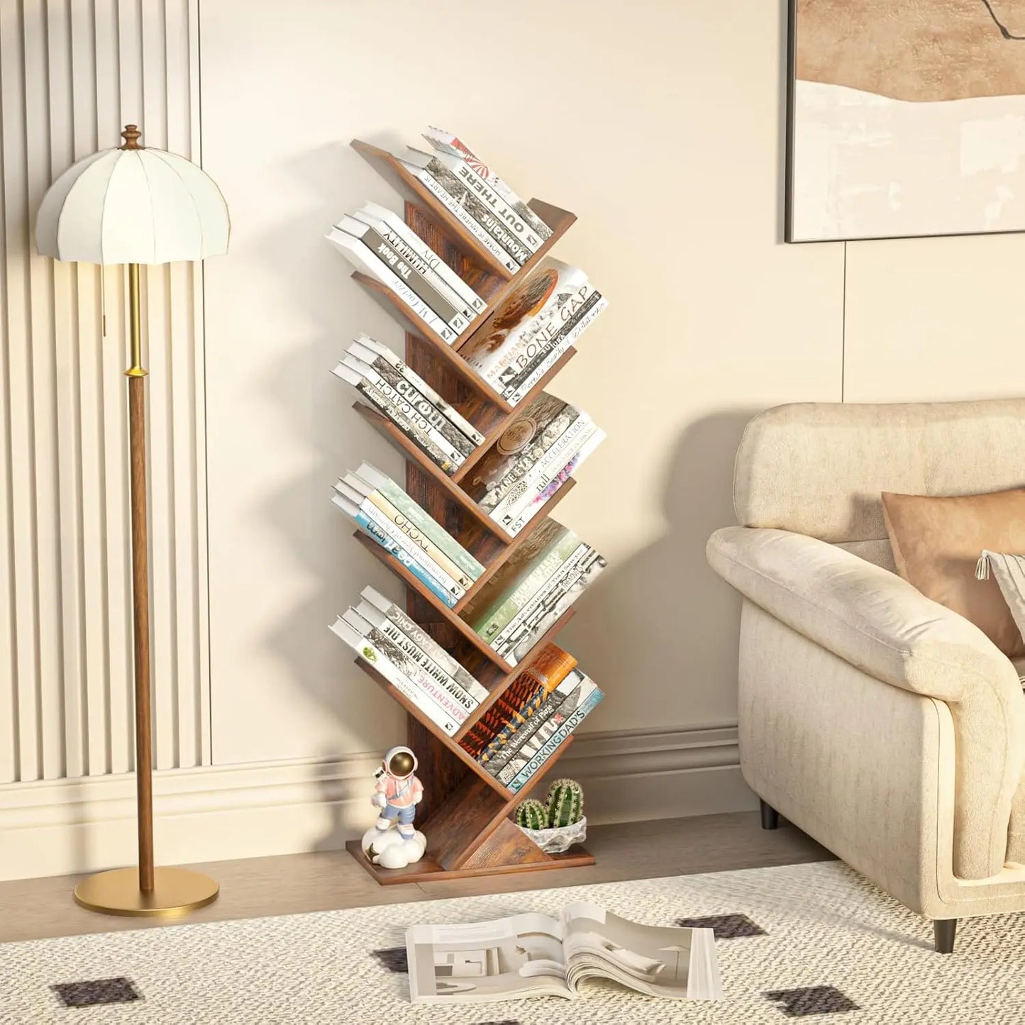 Tree Bookshelf with Space-Saving Vertical Design
