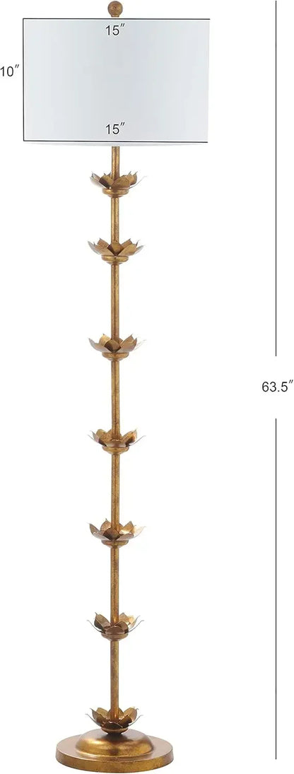 Antique Gold Leaf Floor Lamp with Shade