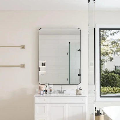 Black Metal Rectangular Wall Mirror, 30" × 40"