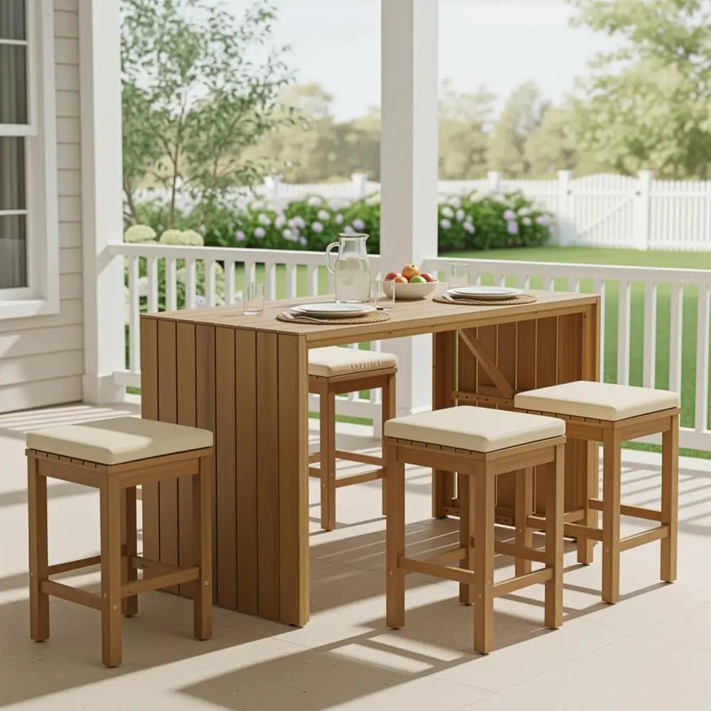 Acacia Outdoor Bar Set – 5 Piece Patio Collection