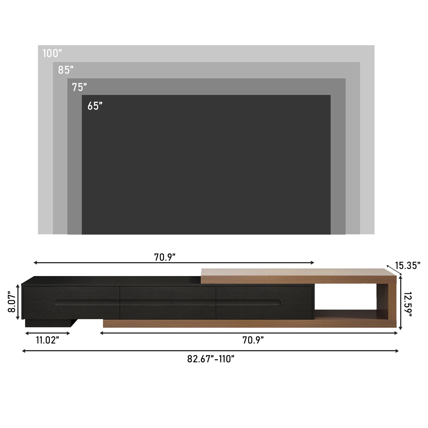 Extendable Walnut TV Console