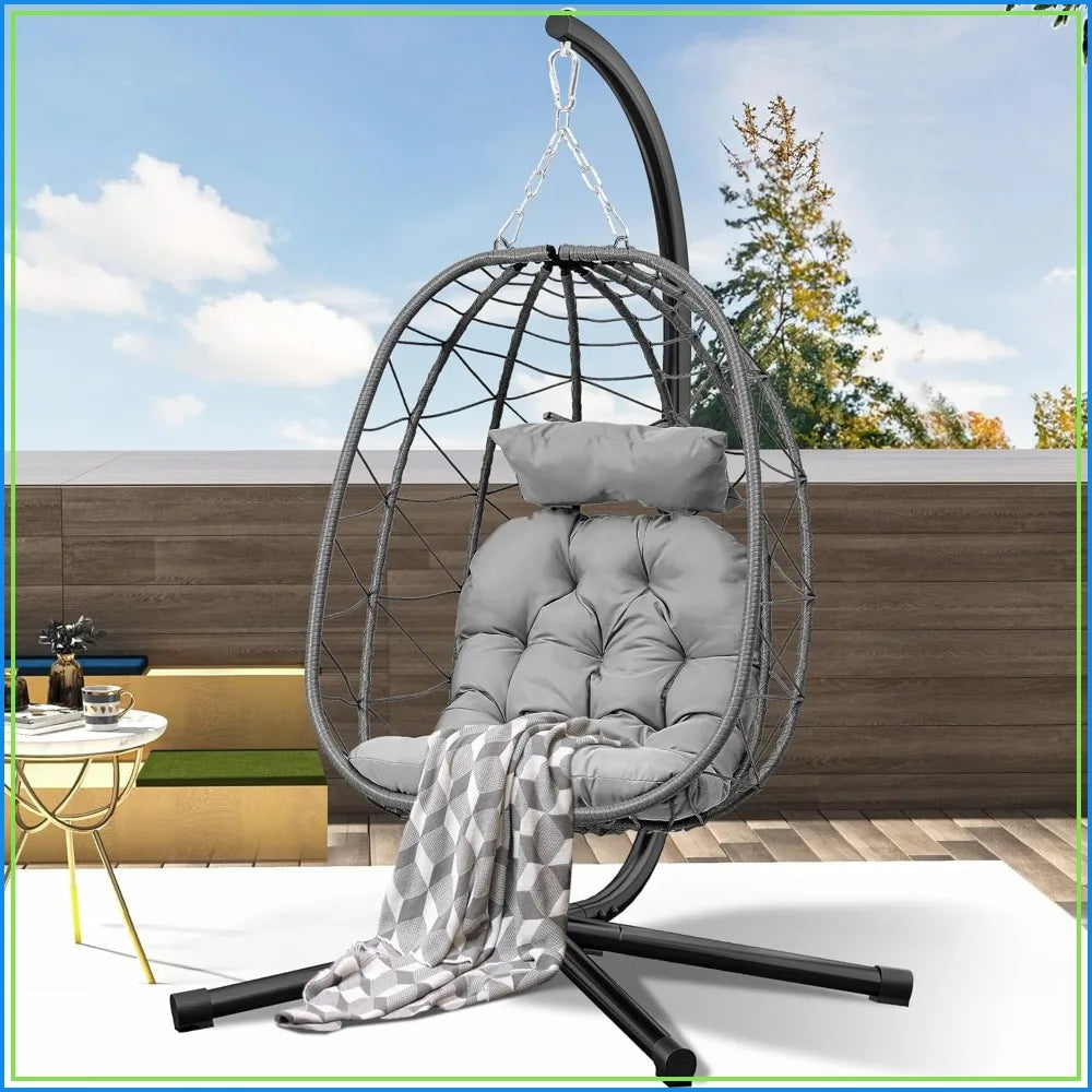 Wicker Hanging Egg Chair with Stand