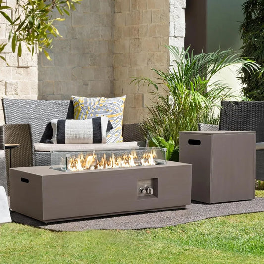 Outdoor Fire Pit Table with Convertible Coffee Design