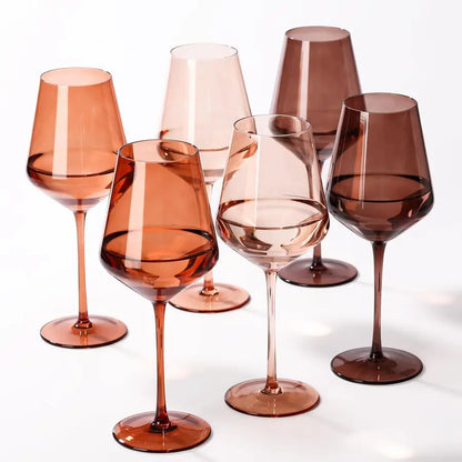 Maillard-Toned Handblown Wine Glass Set
