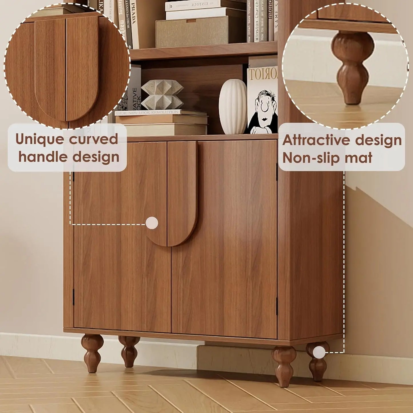 Arched Mid Century Storage Cabinet with Statement Doors