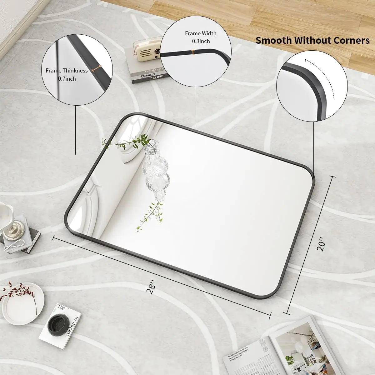 28" x 20" Rectangular Aluminum Wall Mirror