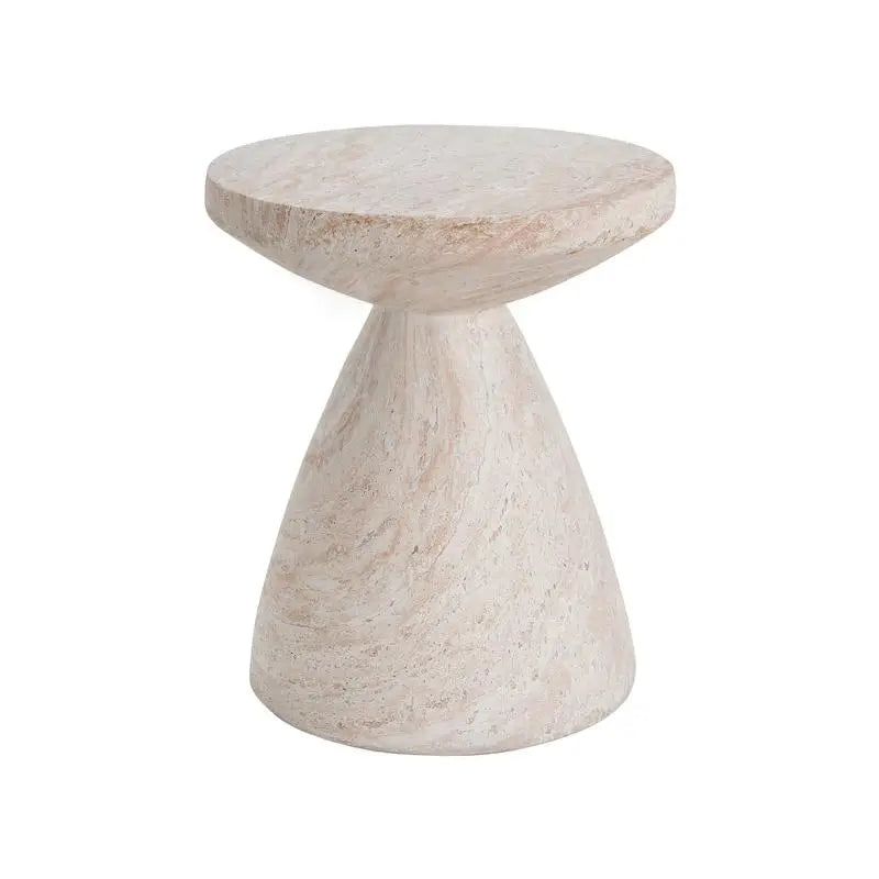 Concrete Side Table with Travertine Finish and Sculptural Form