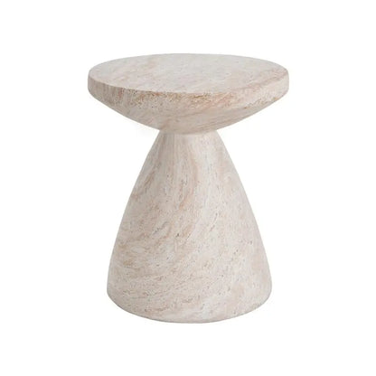 Concrete Side Table with Travertine Finish and Sculptural Form