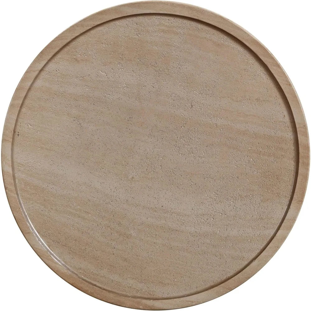 Faux Travertine Fluted Concrete Side Table