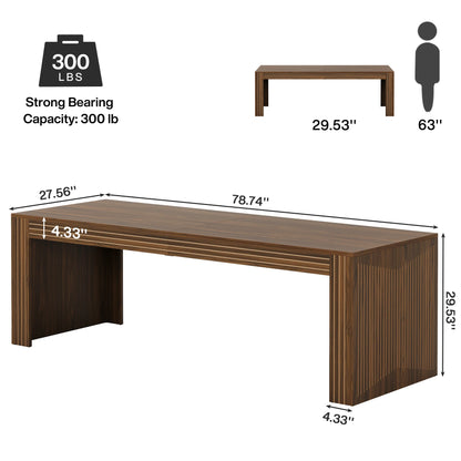 79 Inch Double Desk with Modern Wood Grain Design