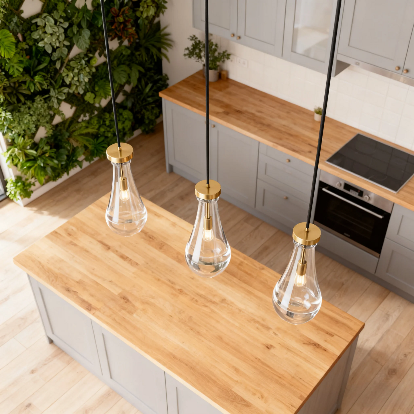 Raindrop Glass Pendant Light with Adjustable Cord