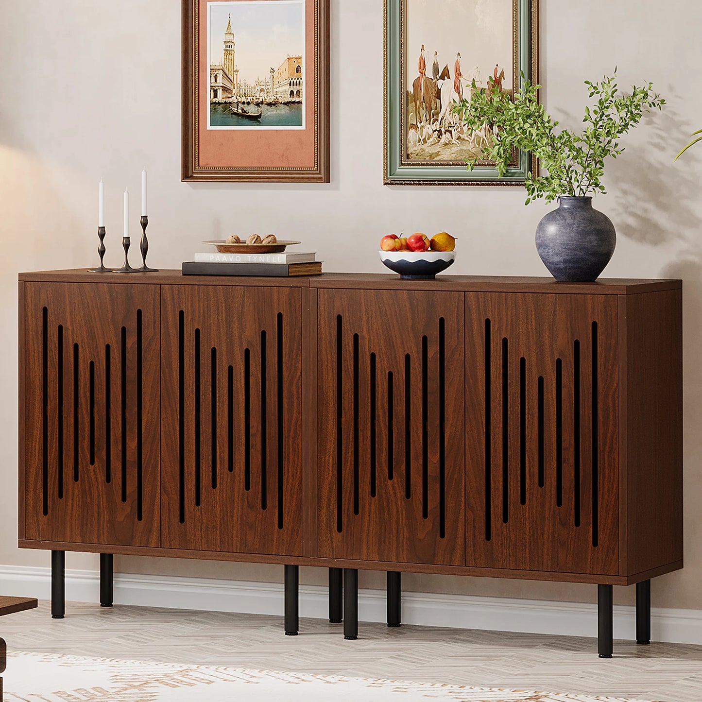Modern Sideboard Buffet Cabinet with Adjustable Storage (Set of 2)