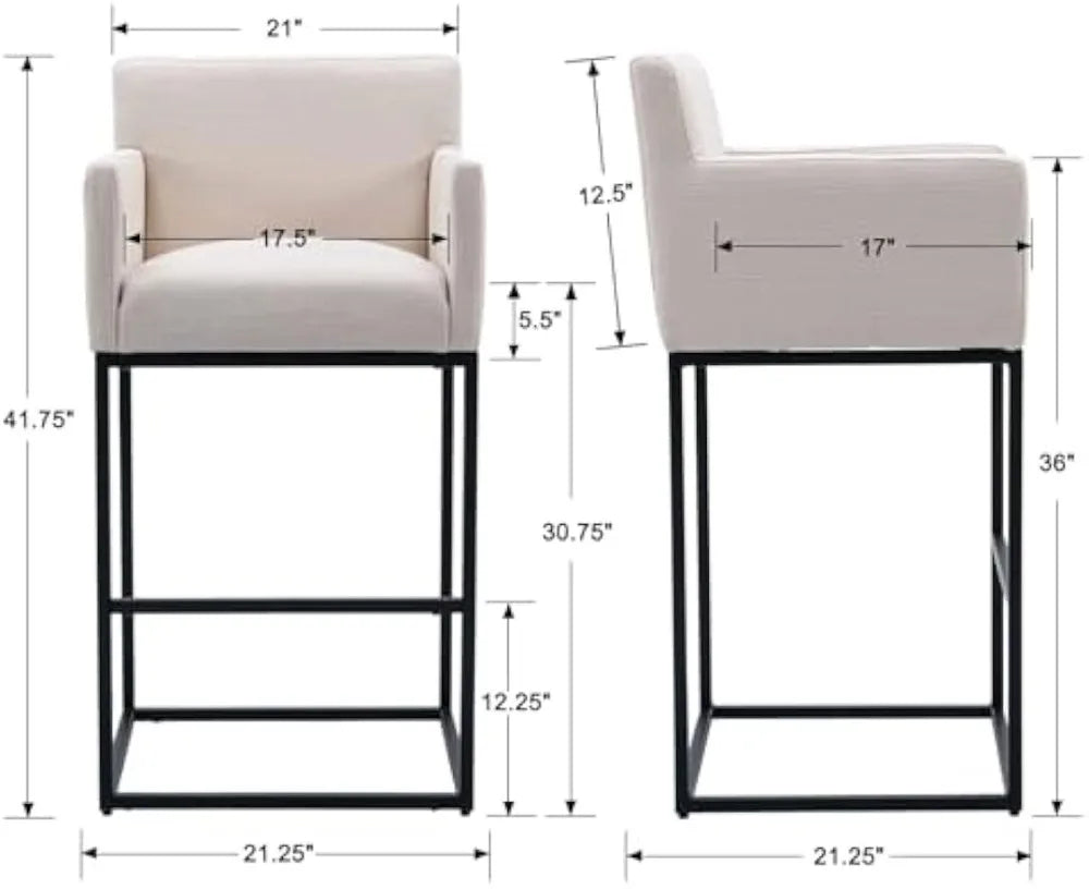 Modern Counter Height Bar Stools with Back (Set of 2)